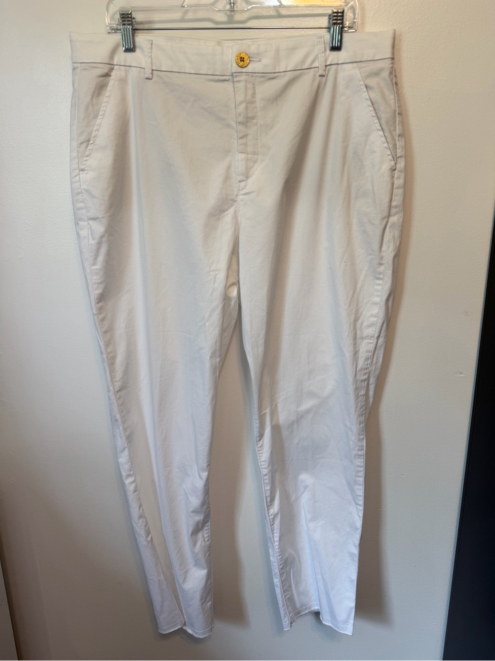 Lilly Pulitzer Montoya Chino Pants Stretch Cotton Size 16 Resort White Preppy